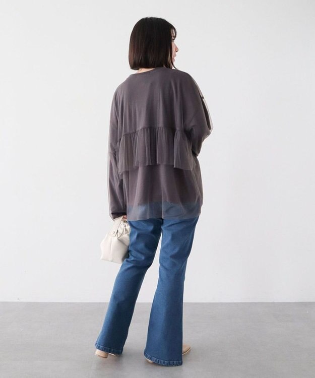 Green Parks ・ＥＬＥＮＣＡＲＥ　ＤＵＥ　チュールレイヤードロンＴＥＥ Charcoal Gray