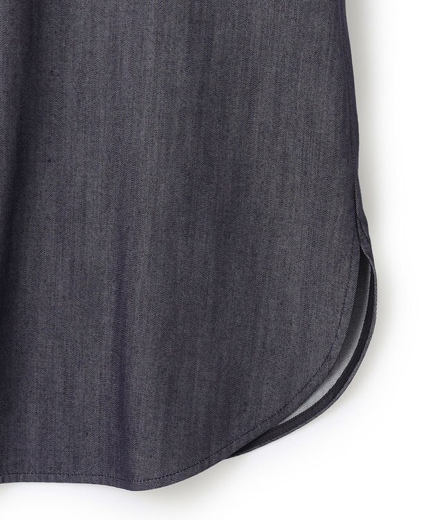 ICB 【洗える】リアクティブソフトデニム バンドカラーシャツ インディゴ系