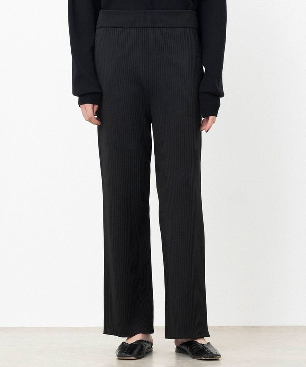 NAVE 【ReNAVE・手洗い可】スポンディッシュニットワイドリブパンツ ブラック系