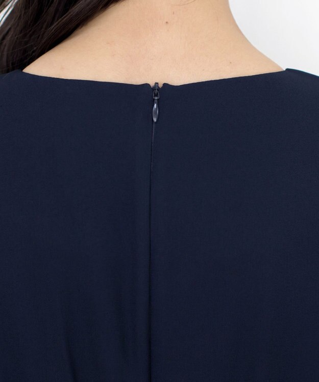 Tiaclasse 【洗える】ブラウスドッキングツイードワンピース ネイビー×ネイビー