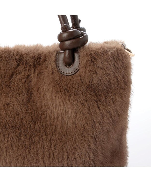 UNBILLION カシュカシュ cachecache / ミンク風フェイクファーノットハンドルバッグ キャメル