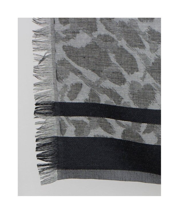 UNBILLION カシュネ cache nez / ライン入アニマル柄ジャカードストール ブラック