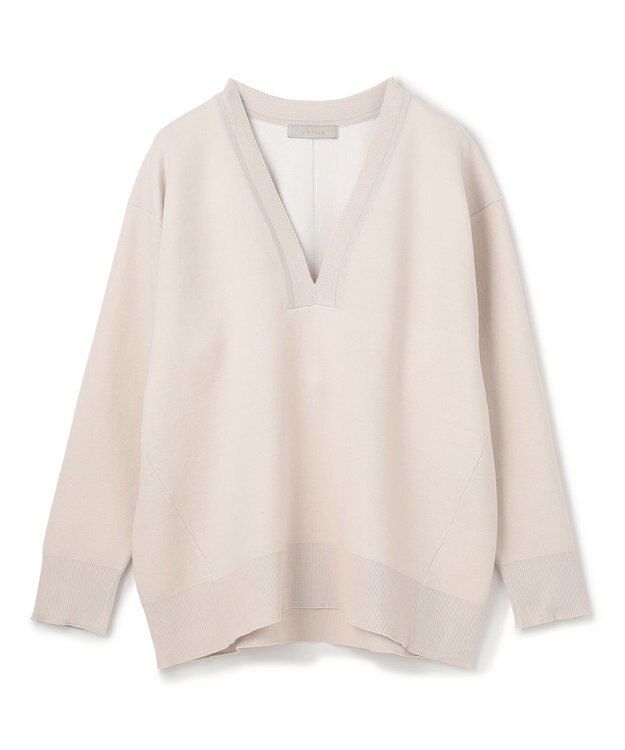 UNFILO スポンジニット ディープネック グレージュ