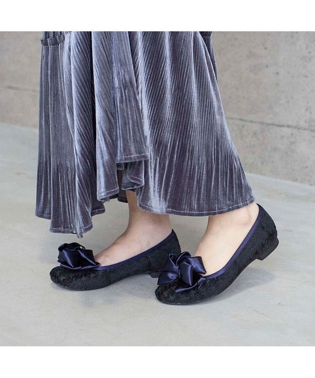 MODE ET JACOMO <MODE ET JACOMO>ラウンドリボンバレエシューズ ブラックキジ