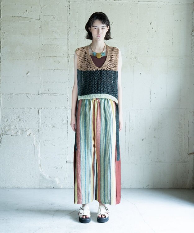 COQ STRATA 和紙ショート丈ベスト ベージュ