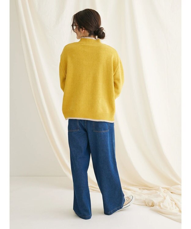 CRAFT STANDARD BOUTIQUE 洗えるモールニット配色プルオーバー Mustard