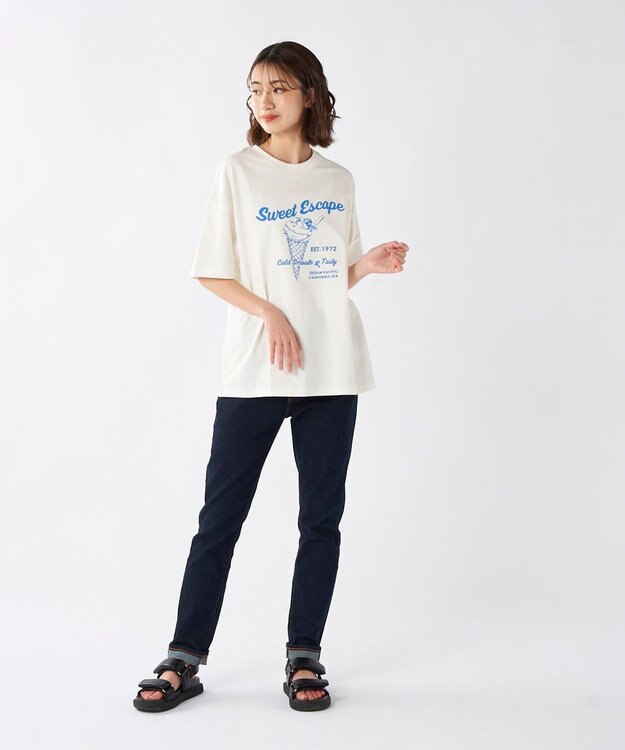 OP／FILA 【Ocean Pacific】アイスクリームプリント半袖Tシャツ ホワイト