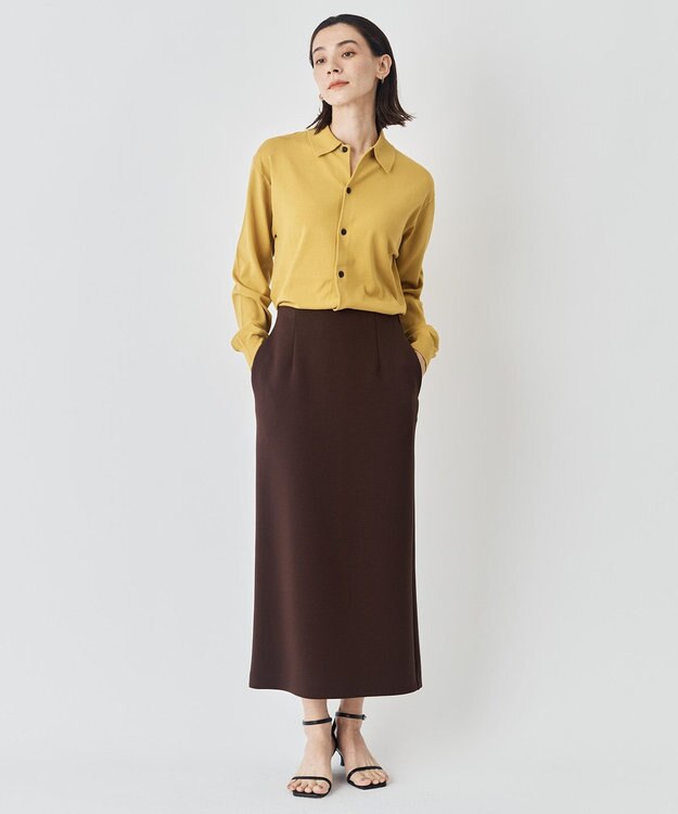 UNFILO 【野呂佳代さん着用】BEAUTY FORM JERSEY Iラインスカート [NEW]ブラウン