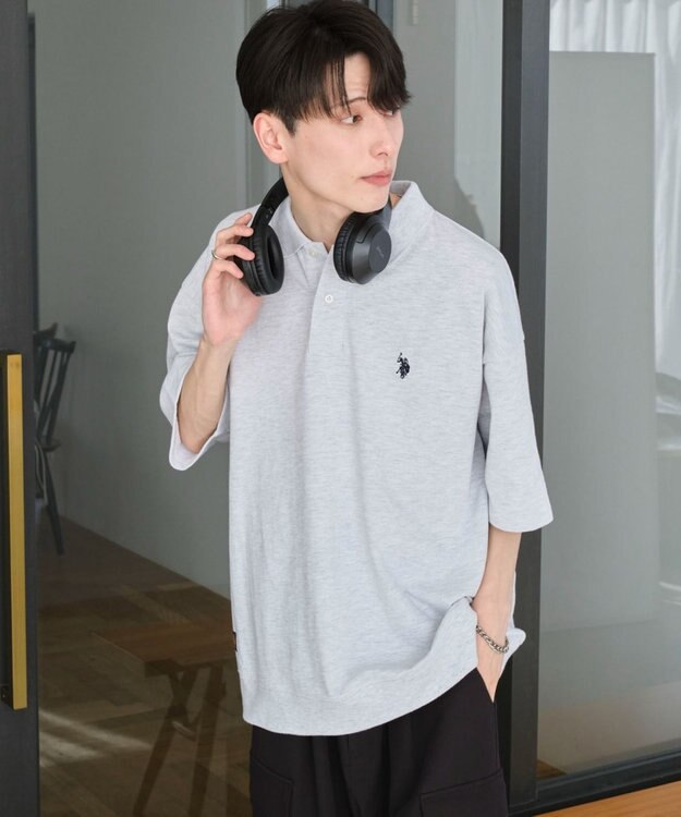 WEGO 【ユニセックス着用ITEM/MLサイズ展開】別注USPOLO　ヘビーウェイトポロT アッシュグレー