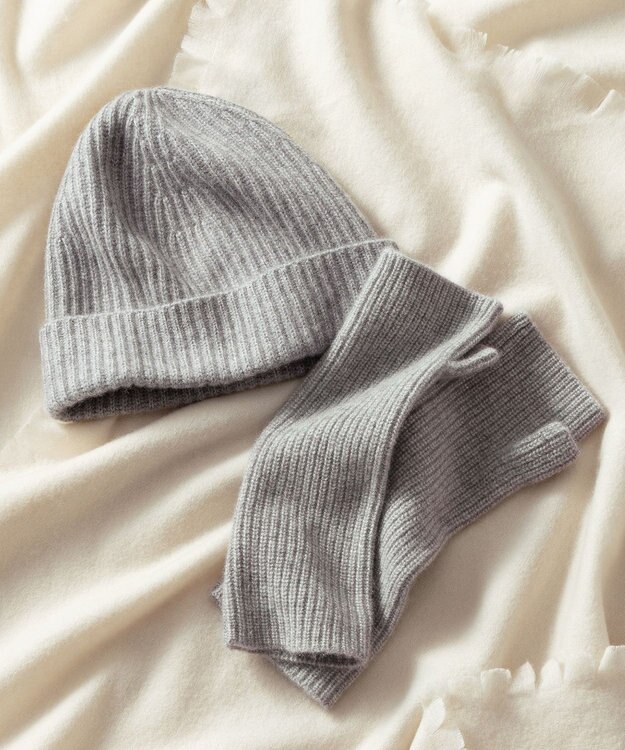 23区 ピュアカシミヤ ニット帽 ライトグレー系