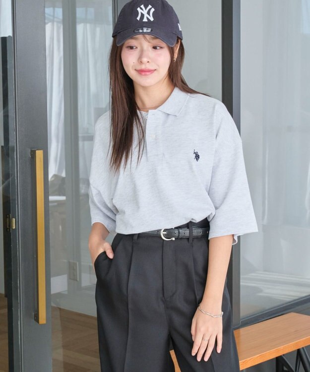 WEGO 【ユニセックス着用ITEM/MLサイズ展開】別注USPOLO　ヘビーウェイトポロT アッシュグレー