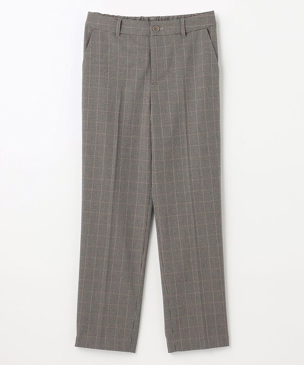 ANY L 【ウエストゴム/ストレッチ/裏起毛】シークレットウォーム　テーパードパンツ ベージュ千鳥