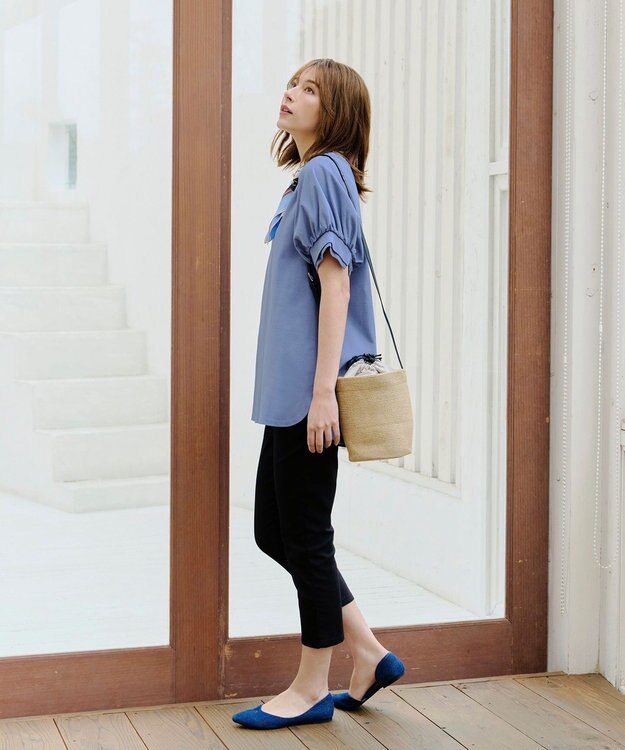 Tiaclasse 【UVケア・接触冷感】“あまラク” ボリュームパフスリーブカットソーチュニック ブルー