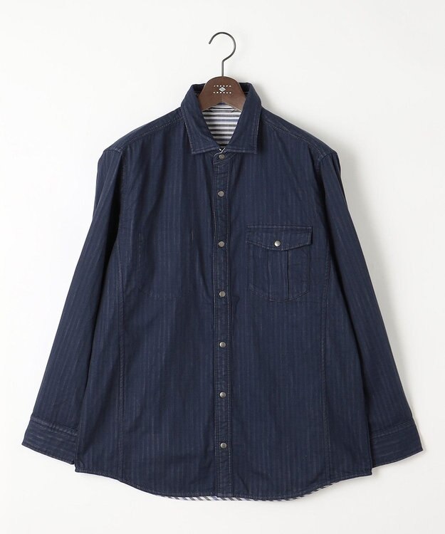 JOSEPH ABBOUD 【キングサイズ・2WAY】リバーシブル シャツ ネイビー系