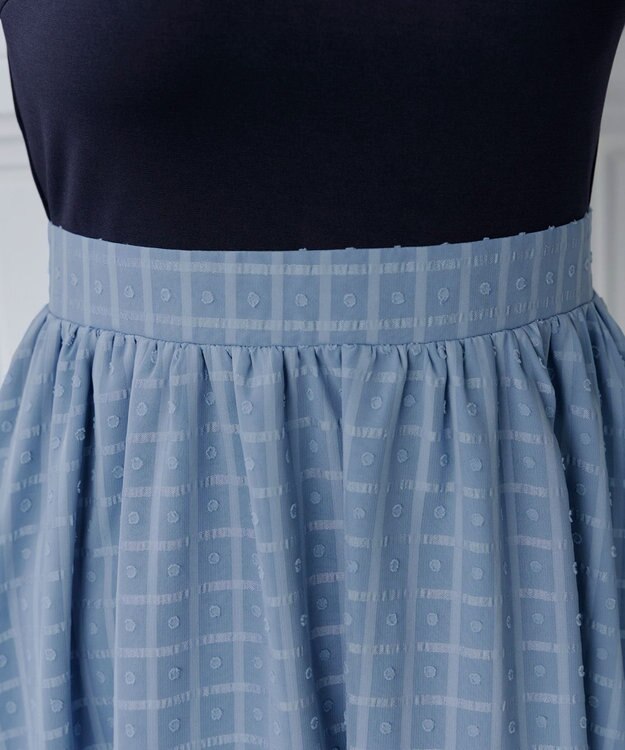 Tiaclasse 【洗える】異素材ドッキングワンピース ネイビー×ブルー