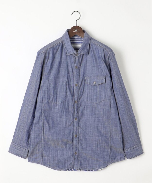 JOSEPH ABBOUD 【キングサイズ・2WAY】リバーシブル シャツ サックスブルー系