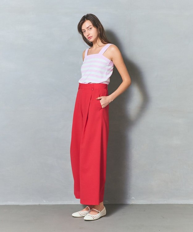 GRACE CONTINENTAL リネンタッチタックパンツ レッド