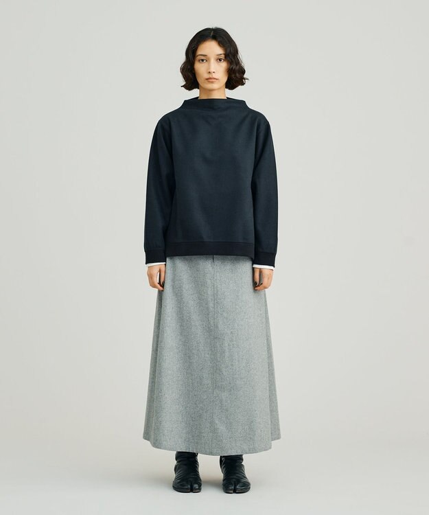 J.PRESS YORK STREET 【WOMEN】NEEDLE JERSEY ボトルネックプルオーバー ブラック系