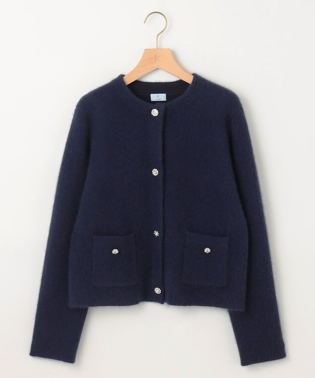 組曲 S 【手洗い可】フラッフィーファーニットジャケット ミッドナイトネイビー系