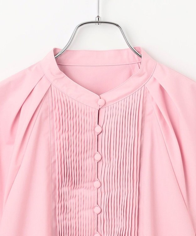 #Newans 【アイロンいらず】ロングピンタックブラウス ピンク