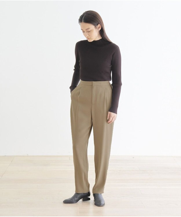 #Newans 【洗える】ジョーゼットテーパードパンツ ベージュ系