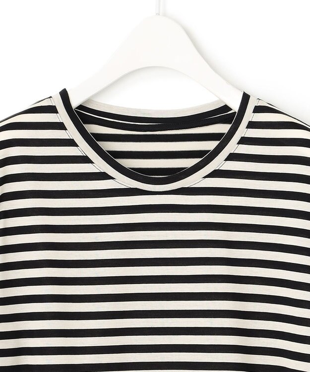 ICB 【洗える】シンプルジャージー ロングスリーブTシャツ ブラックボーダー系