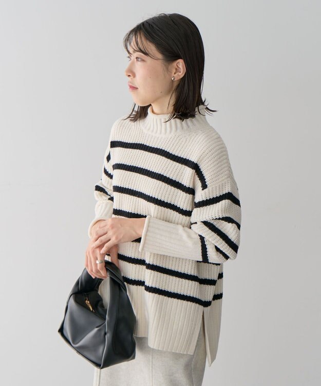 Green Parks ｍｏｋｏモールモックネックニットプルオーバー Border