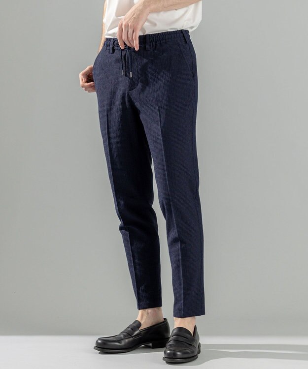 JOSEPH HOMME ＜新色追加＞新素材【通気性/ストレッチ】トリコサッカーストレッチ ドロスト付テーパードパンツ /  PEGG CONVERTIBLE ネイビー系
