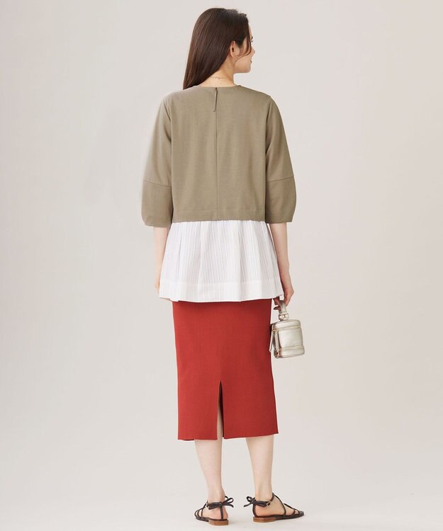 自由区 S 【洗える】カラミストライプコンビジャージ トップス ダークサンド