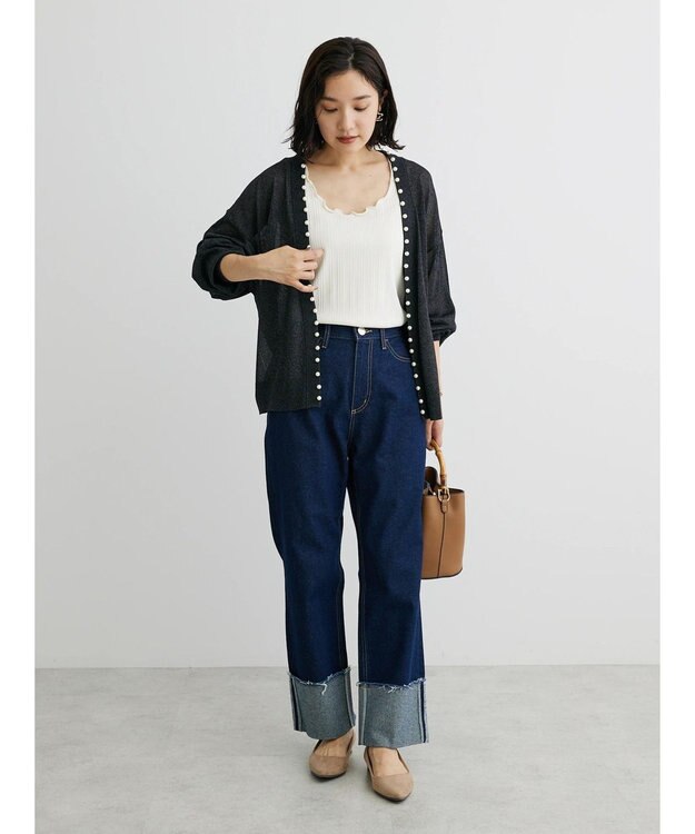 Green Parks ロールアップストレートデニムパンツ One Wash