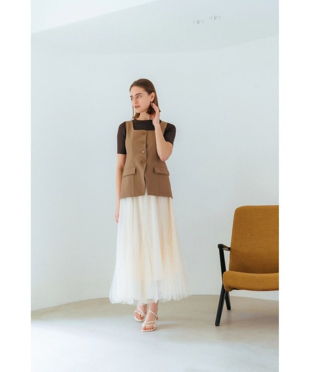 YECCA VECCA リネンライクビスチェベスト Dark Beige