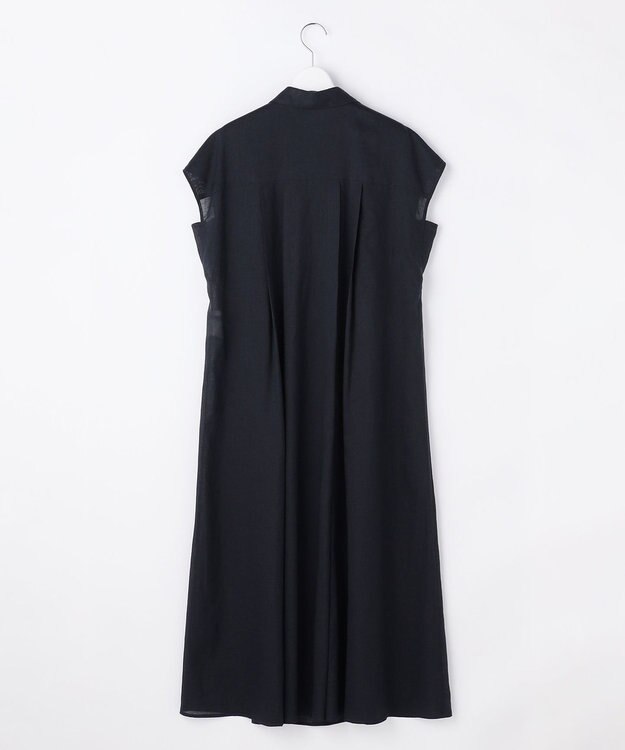 自由区 L 【17号サイズまで展開・WEB限定カラーあり】シアーラミーローンスキッパーシャツ ワンピース ネイビー