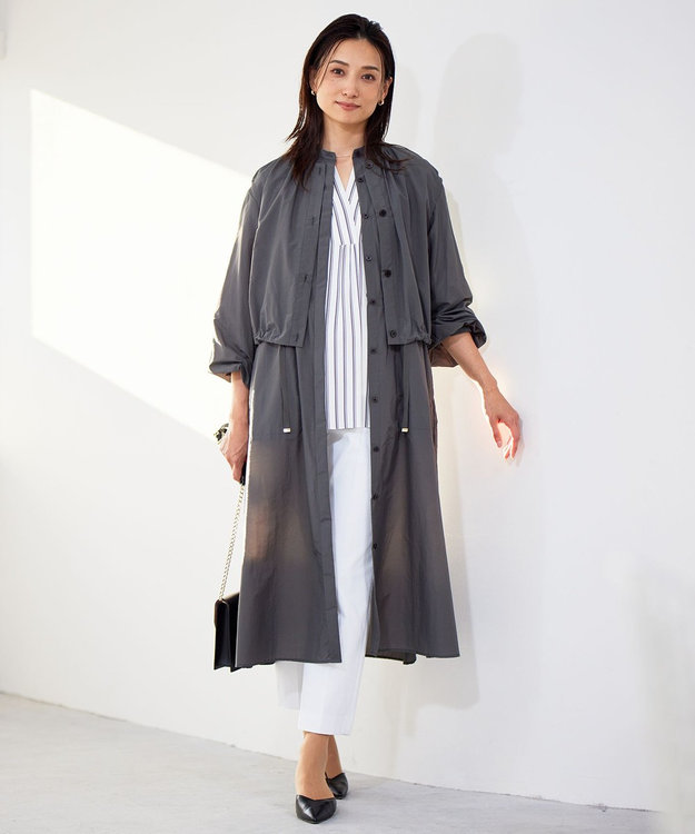 自由区 【洗える】SOMELOSテンセルスキッパー ブラウス オフ×スレート