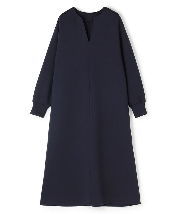 UNFILO BEAUTY FORM JERSEY キーネックワンピース ネイビー