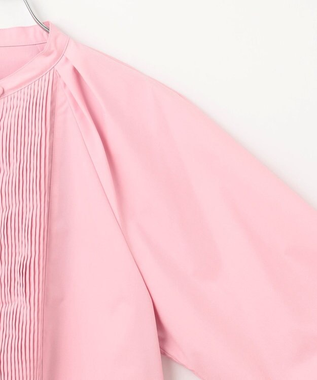 #Newans 【アイロンいらず】ロングピンタックブラウス ピンク