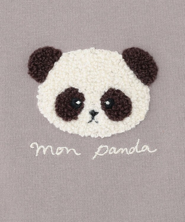 ANY KIDS オーガビッツアニマルサガラ刺繍Ｔシャツ チャコール×パンダ