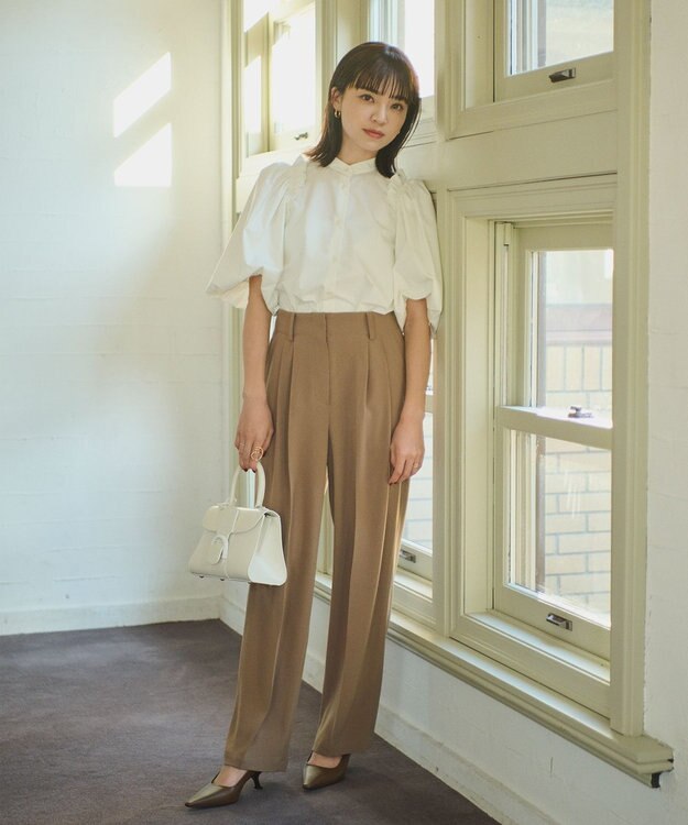 #Newans 2タックセンタープレスパンツ キャメル系