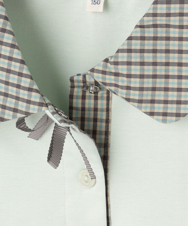 組曲 KIDS 【150-160㎝】 ミニチェック レイヤードトップス ミント