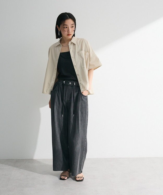 Green Parks ライトデニム５分袖シャツ Ecru