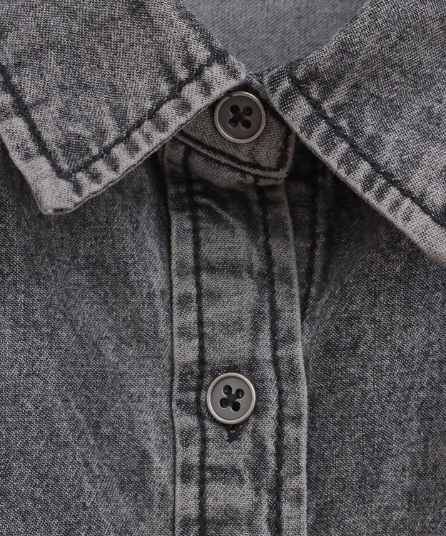 Green Parks ライトデニム５分袖シャツ Black