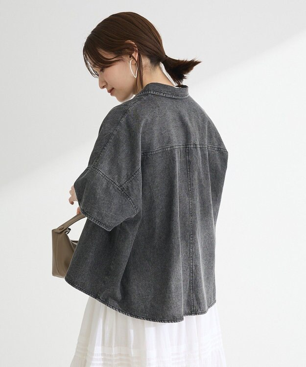 Green Parks ライトデニム５分袖シャツ Black