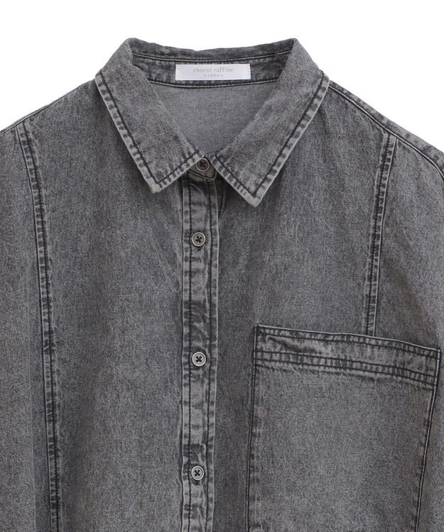 Green Parks ライトデニム５分袖シャツ Black