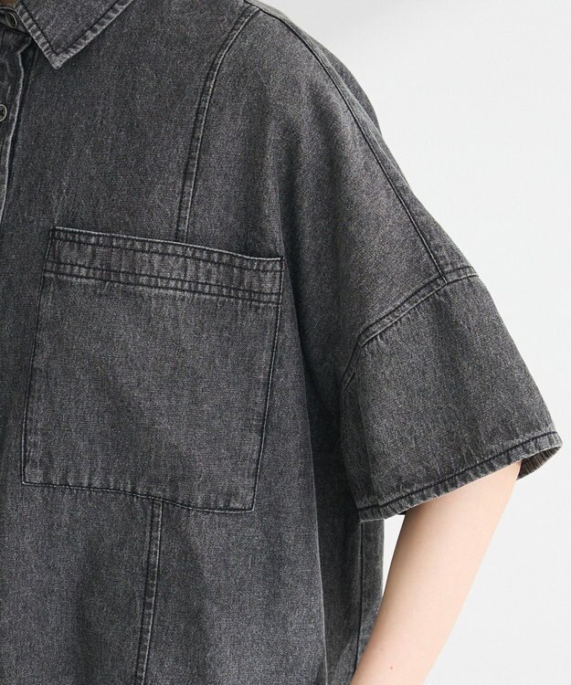 Green Parks ライトデニム５分袖シャツ Black