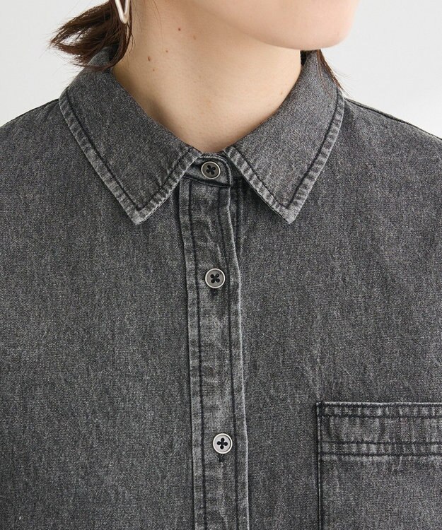 Green Parks ライトデニム５分袖シャツ Black