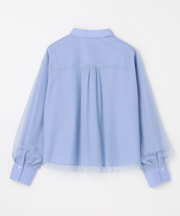 ANY L クロップドチュールコンビシャツ ブルー