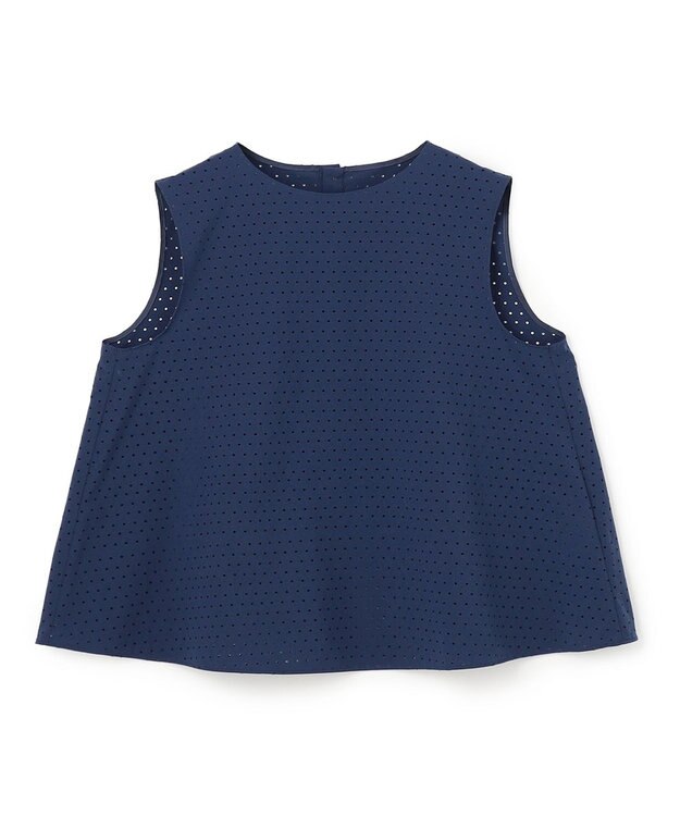 UNFILO L 【セットアップ着用可】FINE MOVE パンチング ドットブラウス ダークブルー