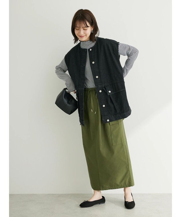 Green Parks ・ＥＬＥＮＣＡＲＥ　ＤＵＥ　ノーカラーデニムベスト Black