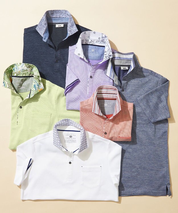 JOSEPH ABBOUD ギフトに！【老舗アロハブランドとコラボレーション】カハラ アロハ ダディ ポロシャツ ライトグリーン×ライム襟