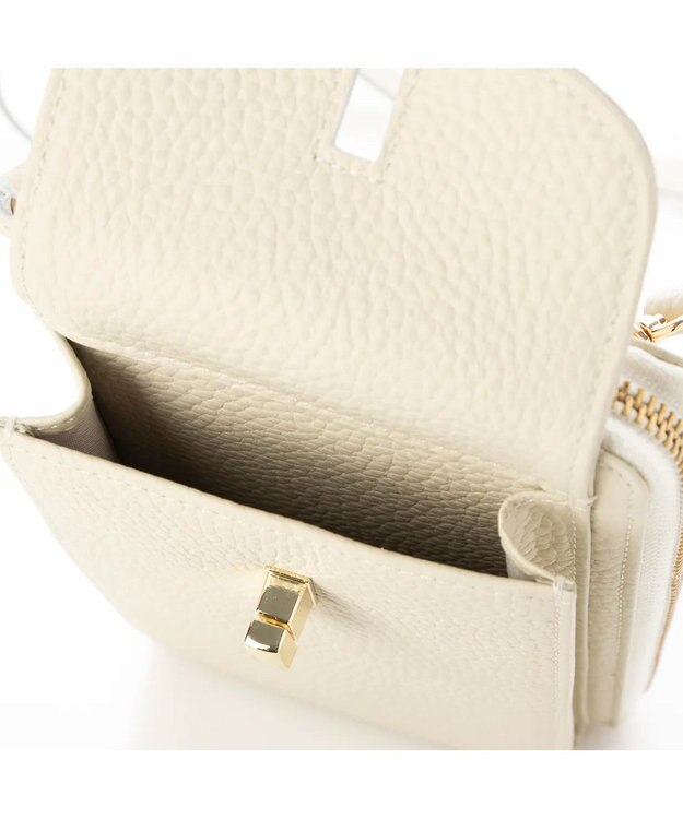 UNBILLION ペルケ perche / 牛革シュリンクタイプモバイルウォレットショルダー　旧8660 アイボリー