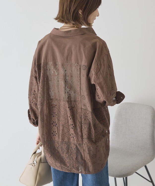 AMERICAN HOLIC レースパッチワークシャツ Brown